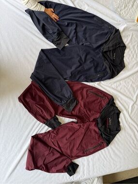 BeMaternity scrub pants in Navy and Burgundy